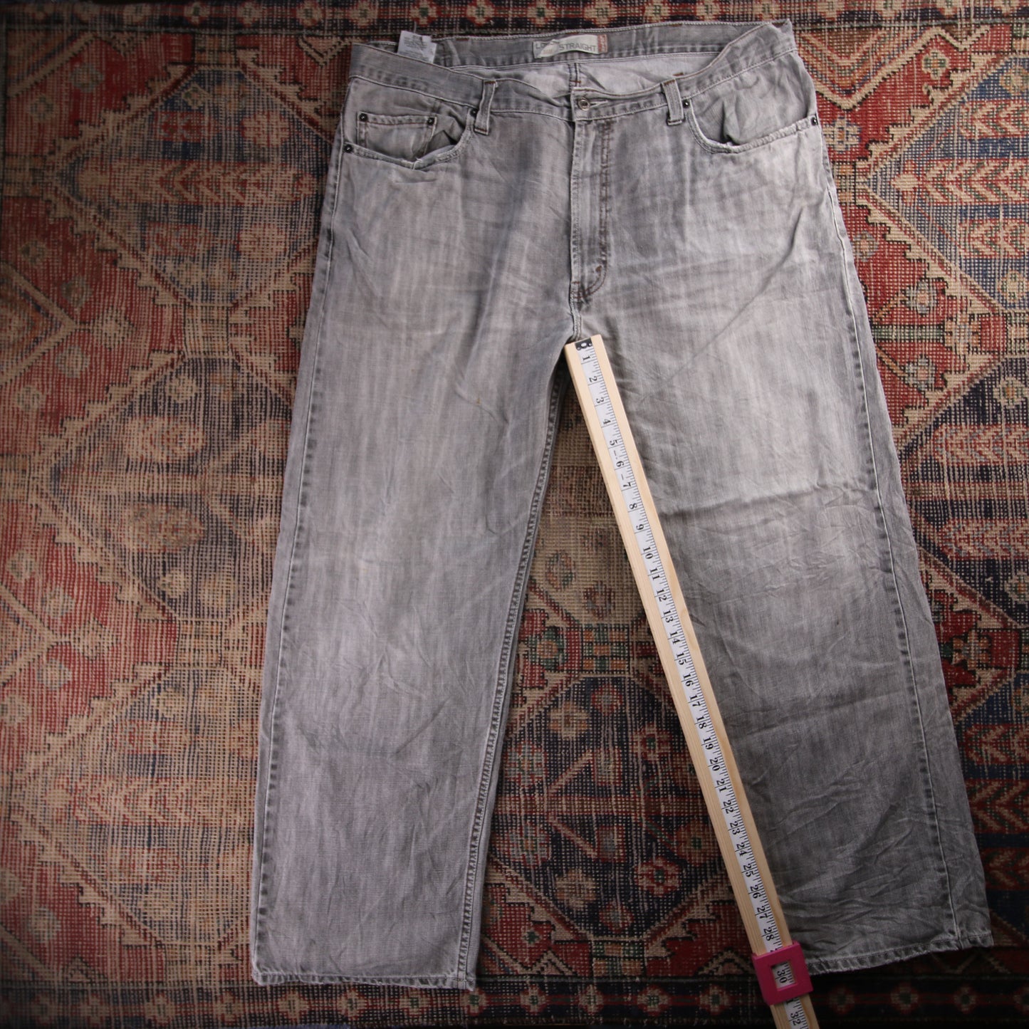 Levi's 505 Red Tab W38 L30 Straight Leg Regular Fit Grey Denim Jeans