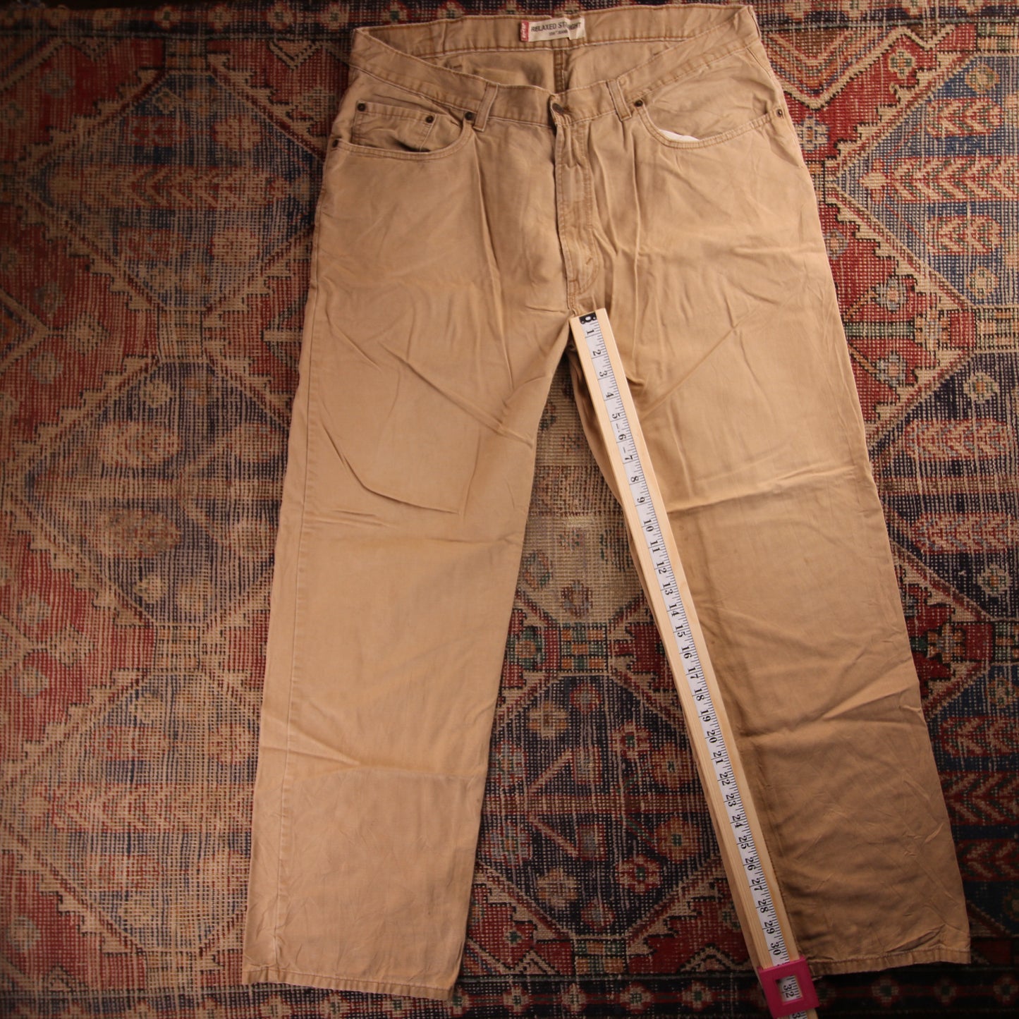 Levi's 559 Red Tab W38 L32 Straight Leg Relaxed Fit Beige Denim Jeans