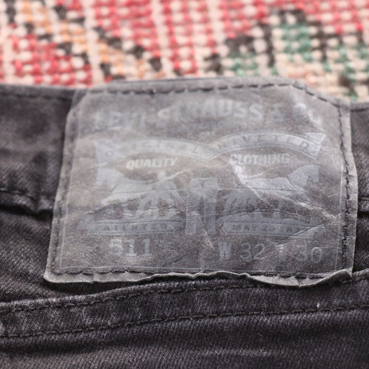 Levi's 511 Red Tab W32 L28 Slim Fit Black Denim Jeans