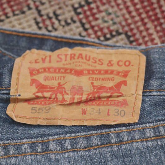 Levi's 559 W34 L30 Straight Leg Relaxed Fit Blue Denim Jeans