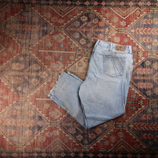 Wrangler W44 L29 Baggy Classic Ripped Style Blue Denim Jeans