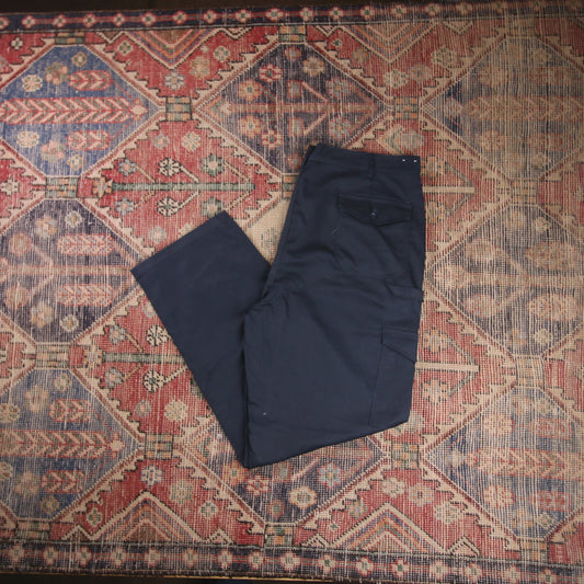 Dickies Double Knee W40 L31 Cargo Navy Cotton Blend Trousers