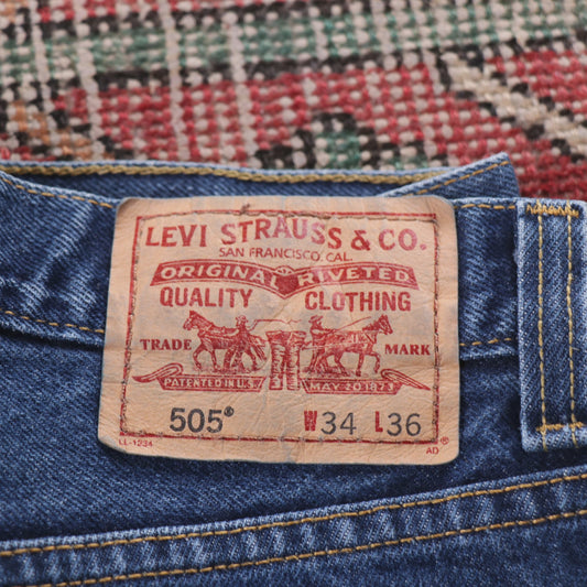 Levi's 505 W30 L35 Straight Leg Regular Fit Blue Denim Jeans