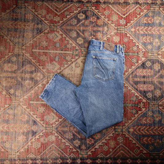 Wrangler W38 L32 Straight Leg Blue Denim Jeans
