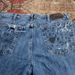 Lee W34 L27 Straight Leg Relaxed Fit Classic Ripped Style Blue Denim Jeans