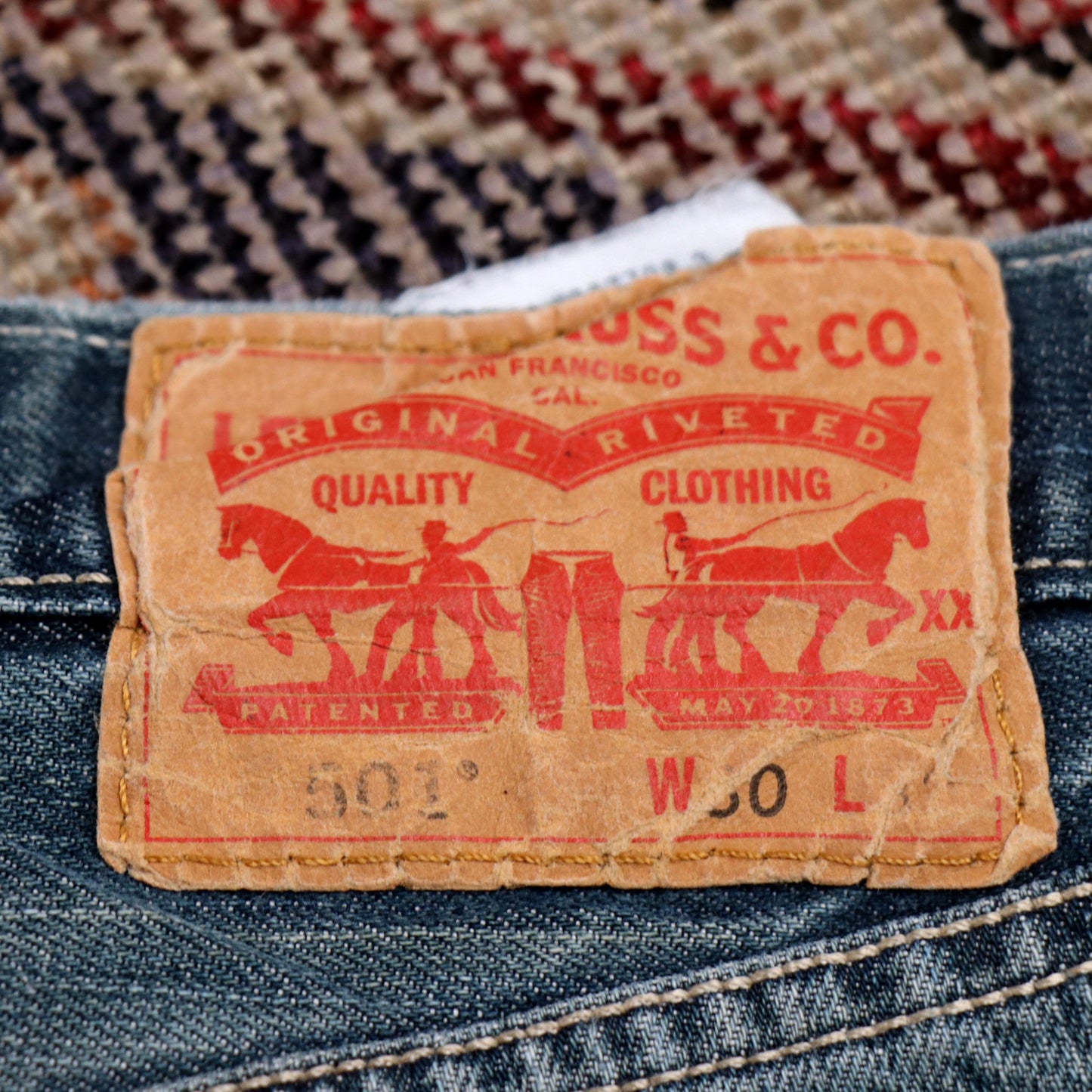 Levi's 501 W30 L30 Original Fit Classic Ripped Style Blue Denim Jeans