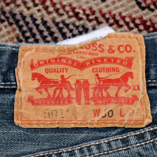 Levi's 501 W30 L30 Original Fit Classic Ripped Style Blue Denim Jeans