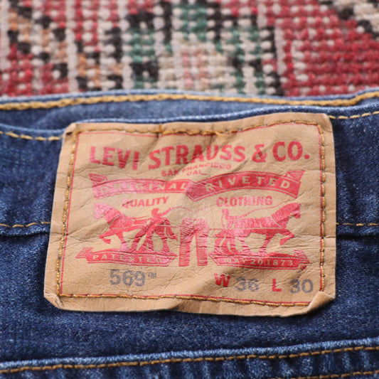 Levi's 569 Red Tab W38 L25 Straight Leg Loose Fit Blue Denim Jeans