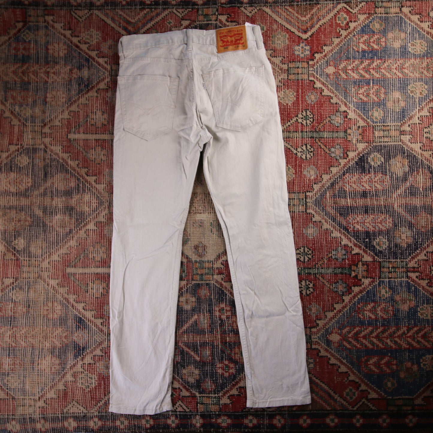 Levi's 502 White Tab W30 L29 Tapered Leg Regular Fit White Denim Jeans