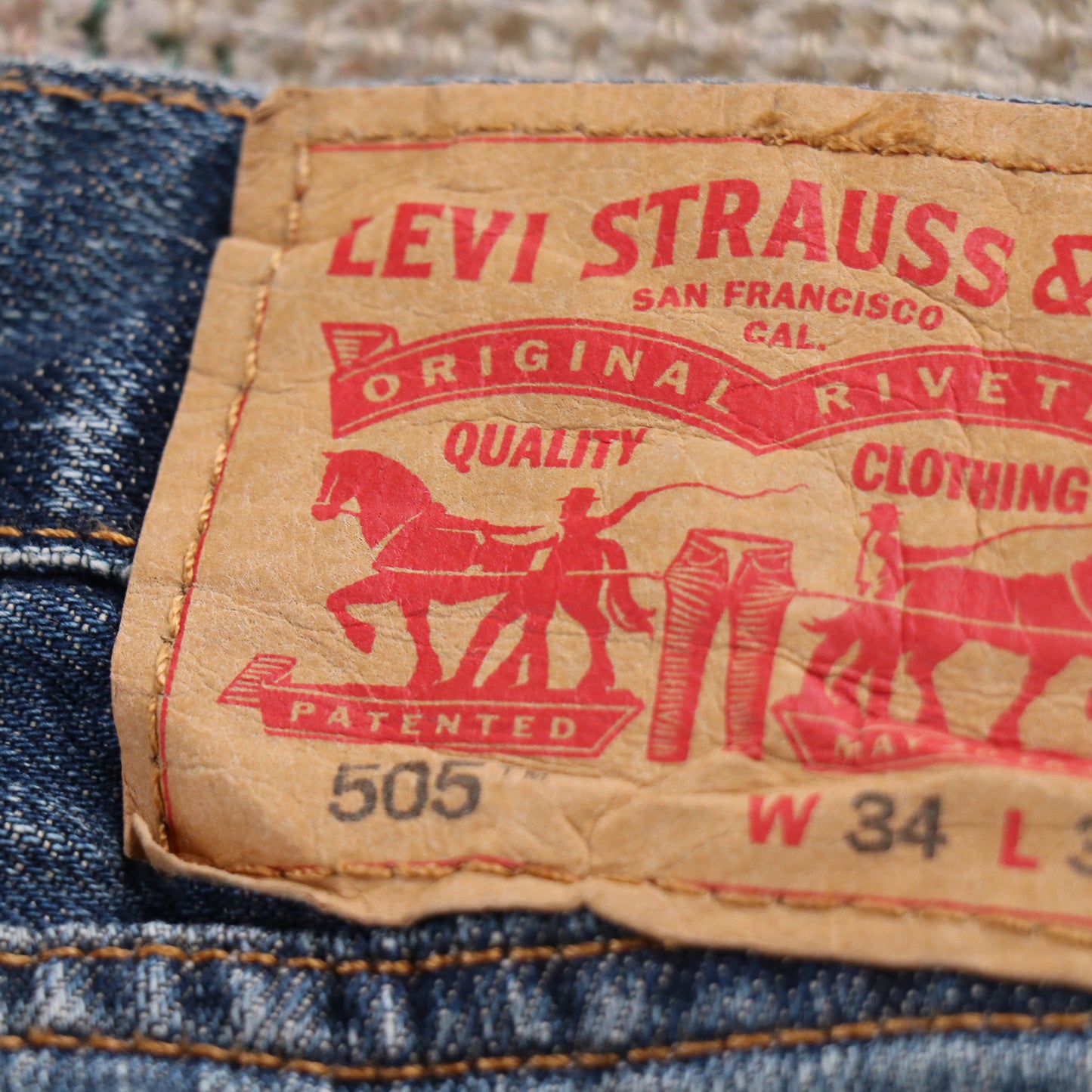 Levi's 505 W34 L28 Straight Leg Regular Fit Blue Denim Jeans