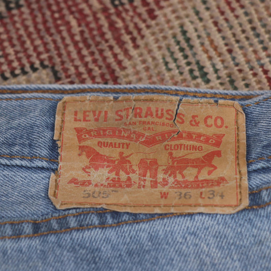 Levi's 505 W36 L34 Straight Leg Regular Fit Blue Denim Jeans