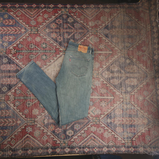 Levi's 511 W32 L34 Slim Fit Classic Ripped Style Green Denim Jeans