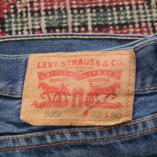 Levi's 522 Red Tab W32 L26 Slim Fit Blue Denim Jeans