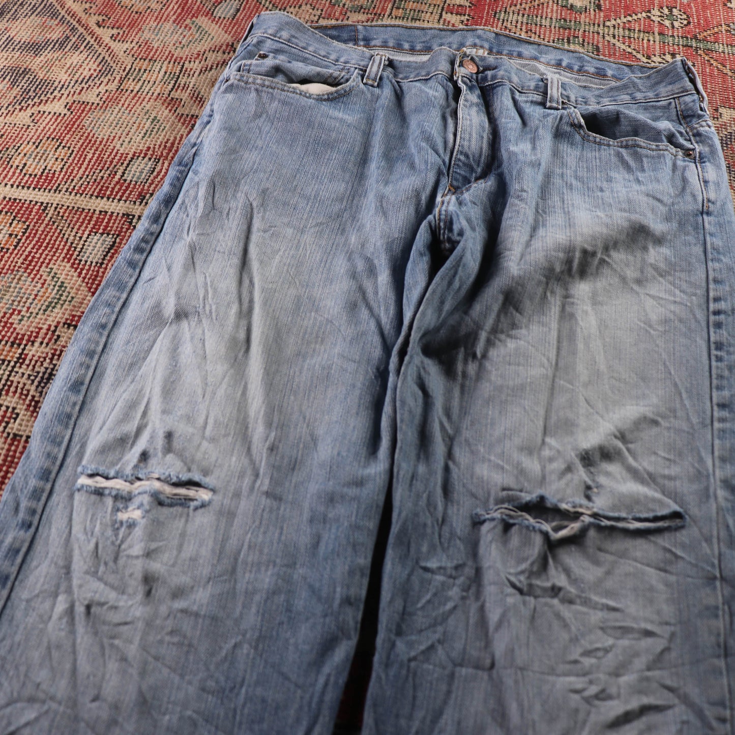 Levi's 569 Red Tab W36 L32 Straight Leg Loose Fit Classic Ripped Style Blue Deni