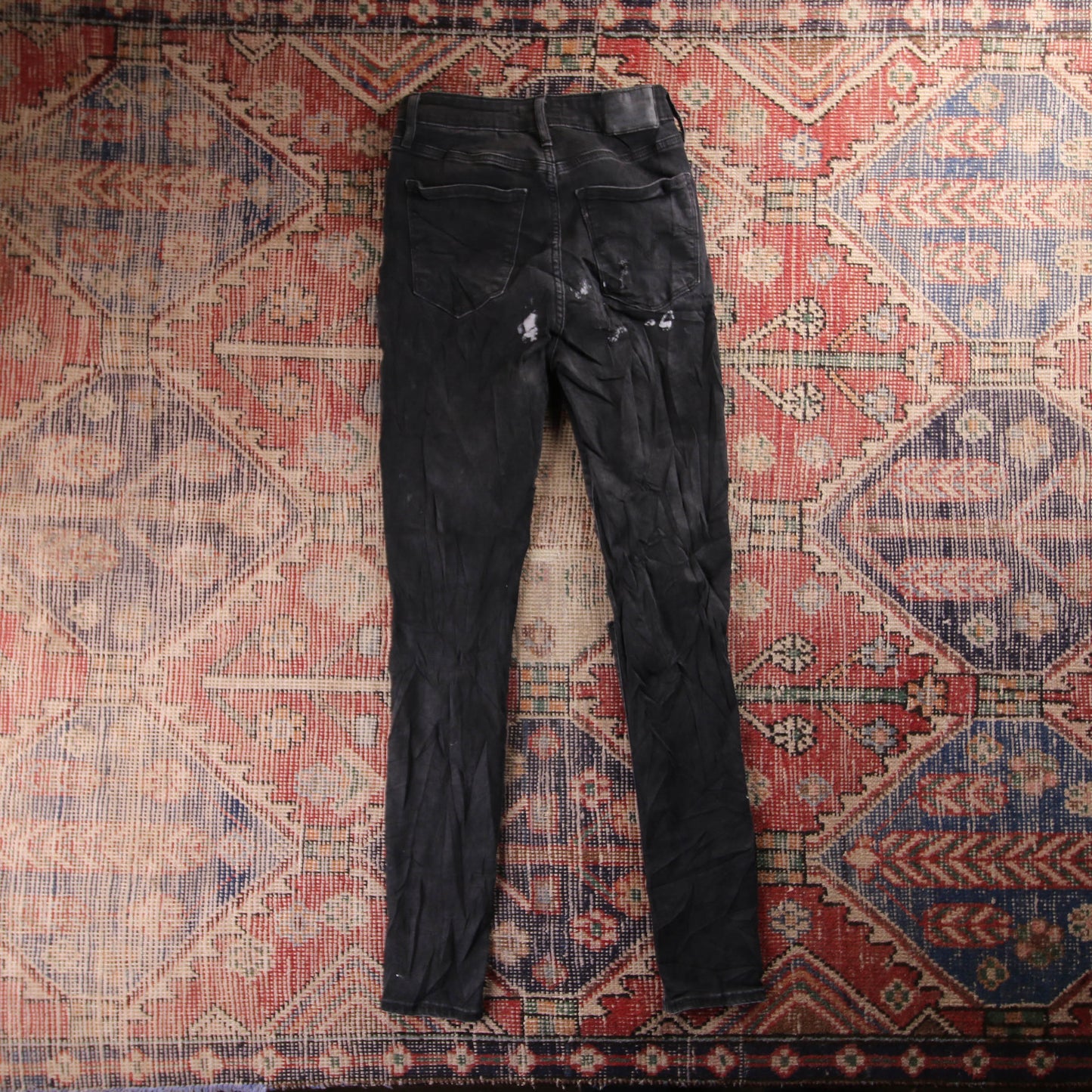 Levi's 721 Red Tab W24 L29 Skinny Classic Ripped Style Black Denim Jeans