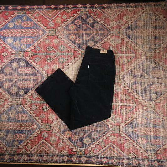 Cords W32 L27 Straight Leg Black Corduroy Casual Trousers