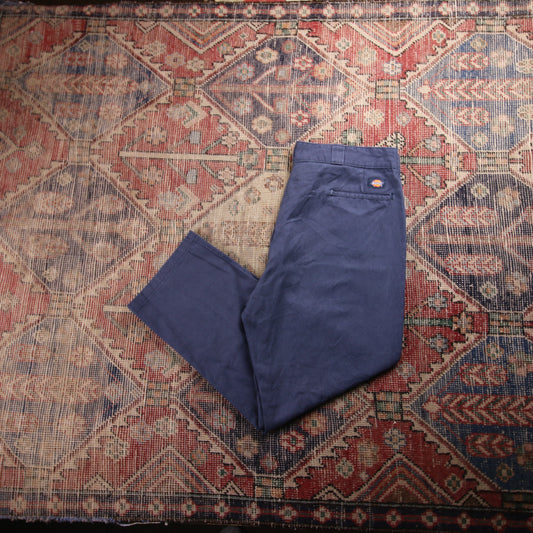 Dickies 874 W40 L28 Straight Leg Blue Cotton Blend Trousers