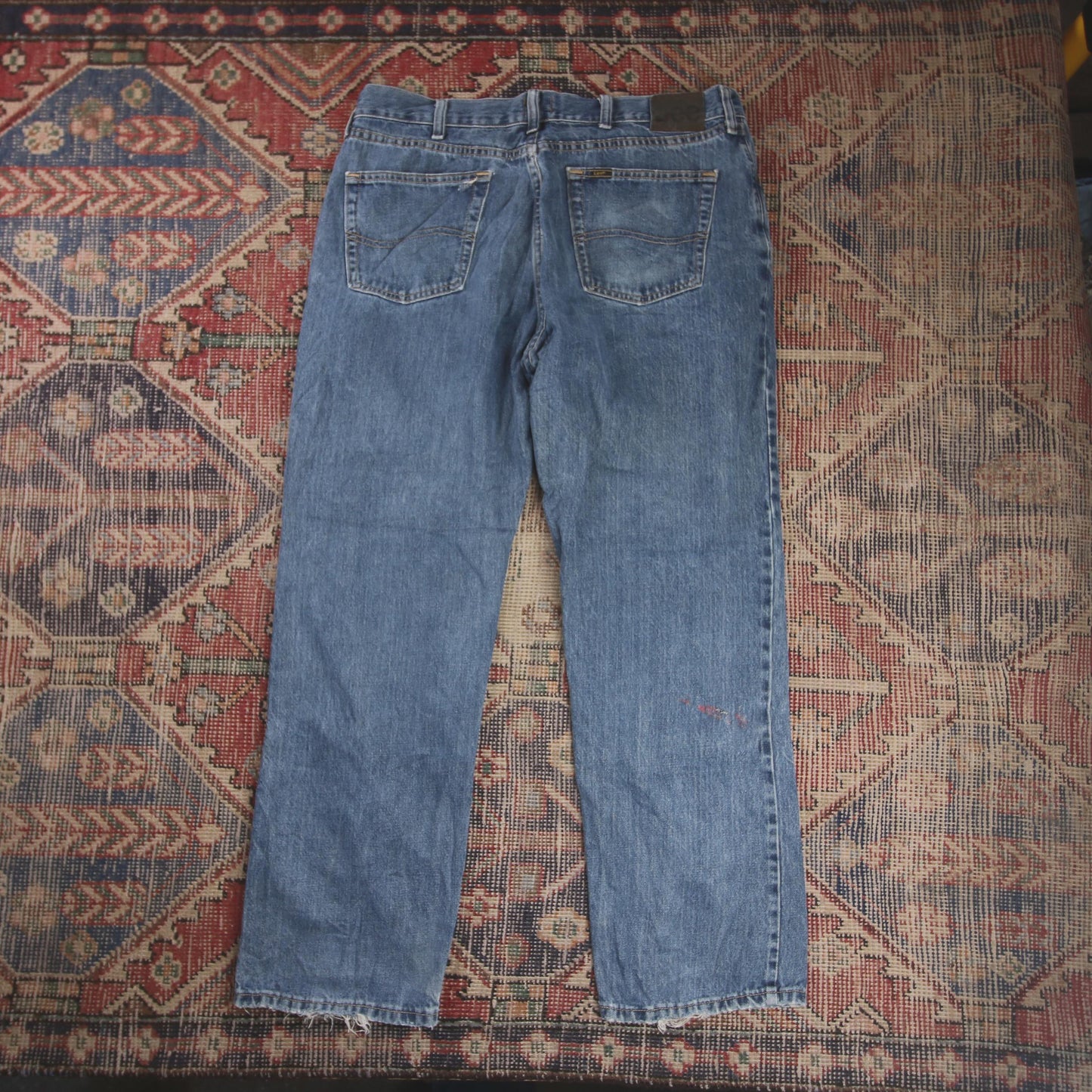 Lee W34 L28 Straight Leg Relaxed Fit Blue Denim Jeans