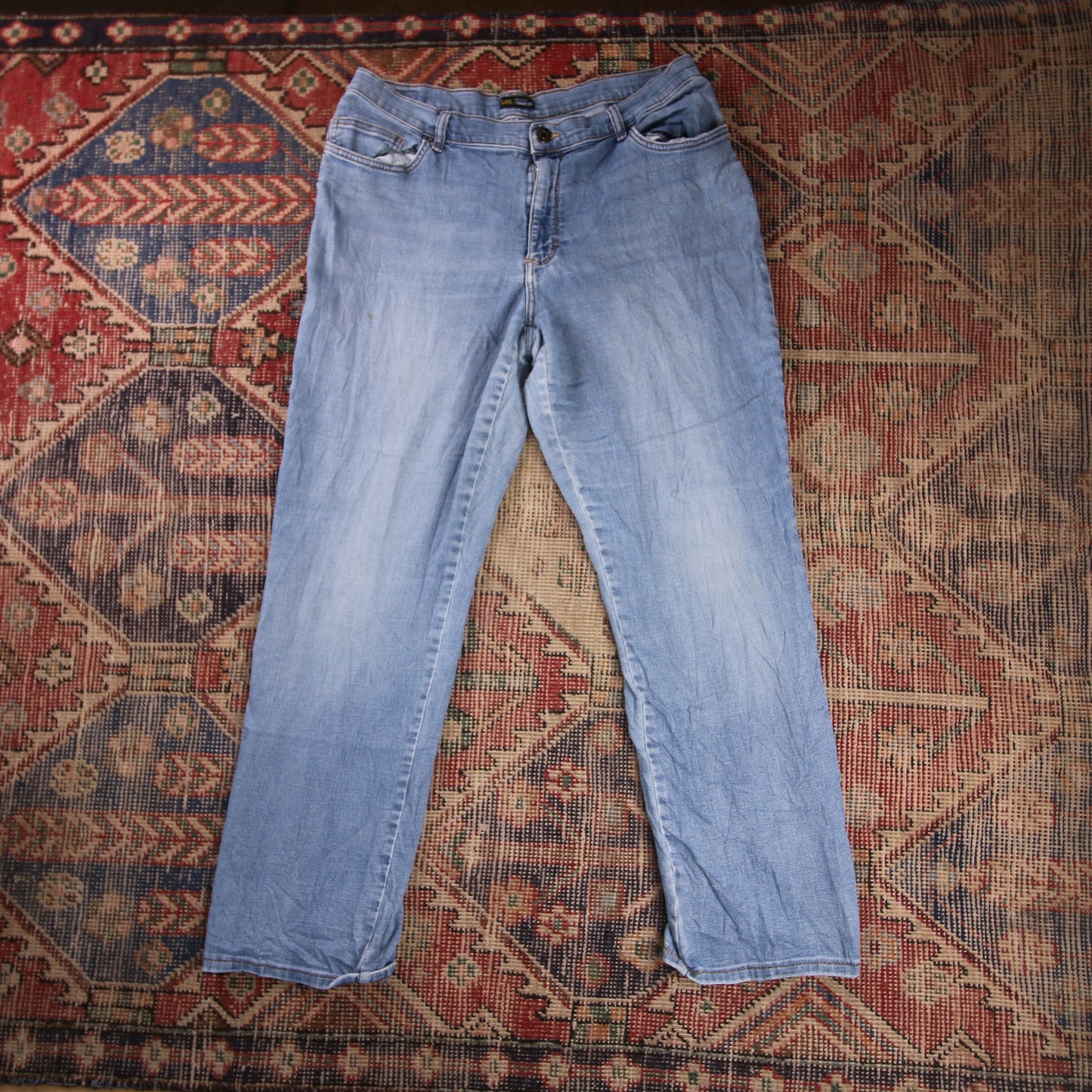 Lee W36 L28 Straight Leg Relaxed Fit Blue Denim Jeans