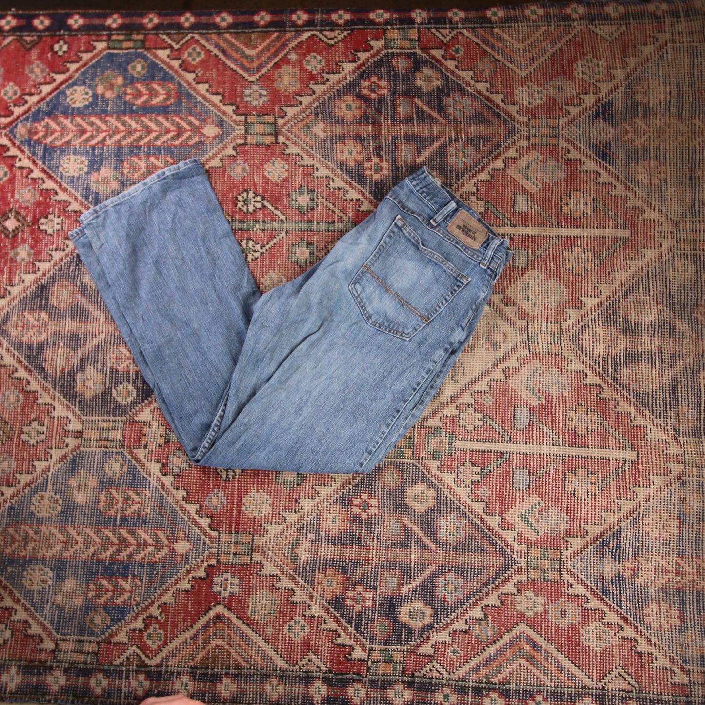 Wrangler W36 L32 Straight Leg Relaxed Fit Blue Denim Jeans