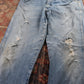Wrangler W36 L28 Straight Leg Classic Ripped Style Blue Denim Jeans