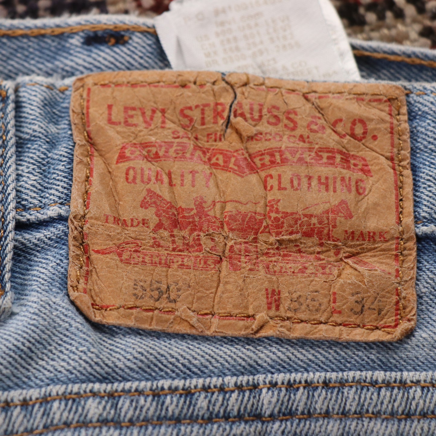 Levi's 550 W36 L32 Tapered Leg Relaxed Fit Blue Denim Jeans