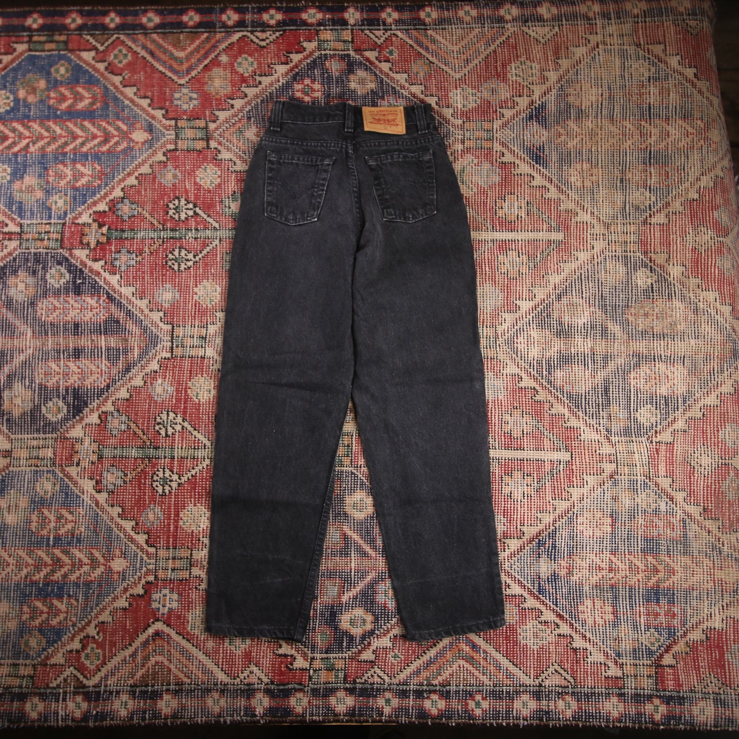 Levi's W22 L25 Tapered Leg Relaxed Fit Black Denim Jeans