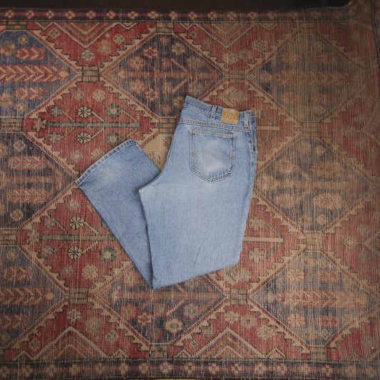 Lee W38 L28 Straight Leg Loose Fit Blue Denim Jeans