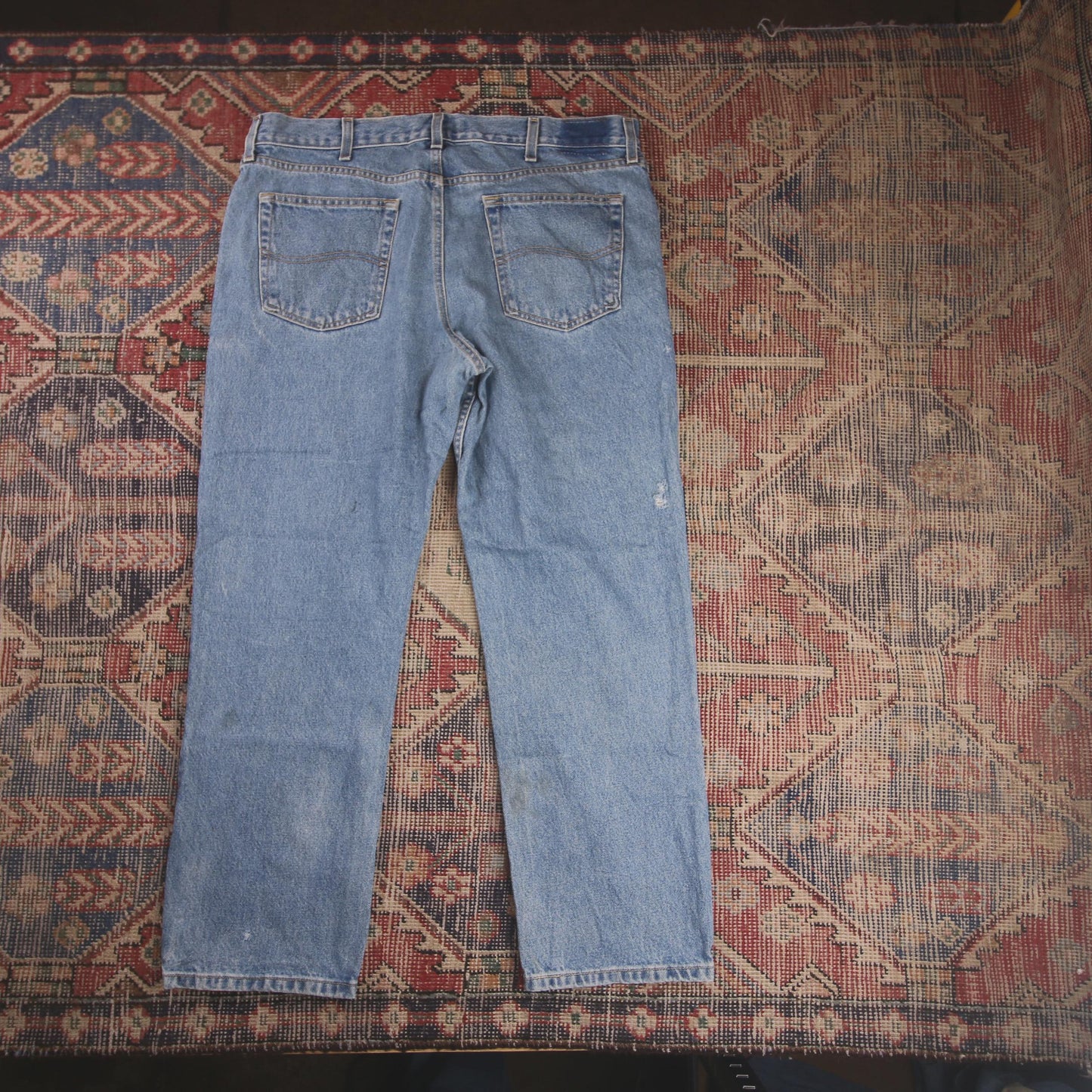 Lee W38 L28 Straight Leg Regular Fit Blue Denim Jeans