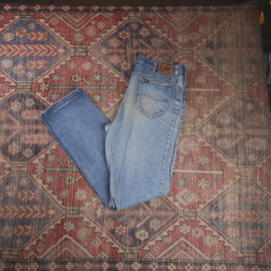 Lee W34 L34 Straight Leg Relaxed Fit Blue Denim Jeans
