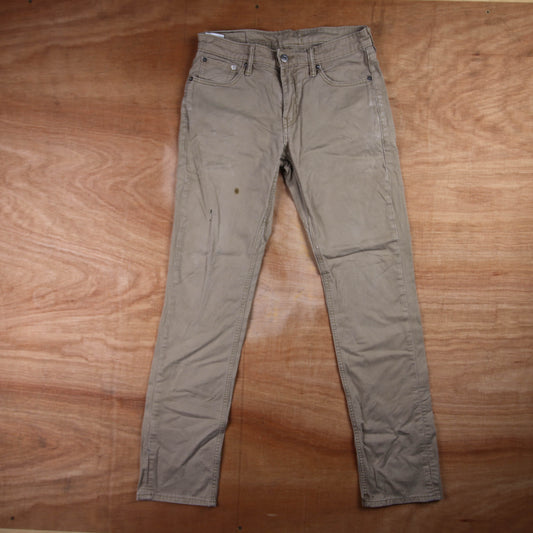 Levi's 511 Red Tab W30 L31 Slim Fit Classic Ripped Style Beige Denim Jeans