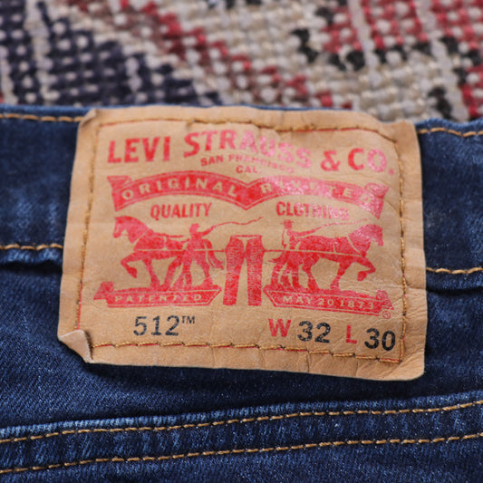 Levi's 512 Red Tab W32 L28 Tapered Leg Slim Fit Blue Denim Jeans
