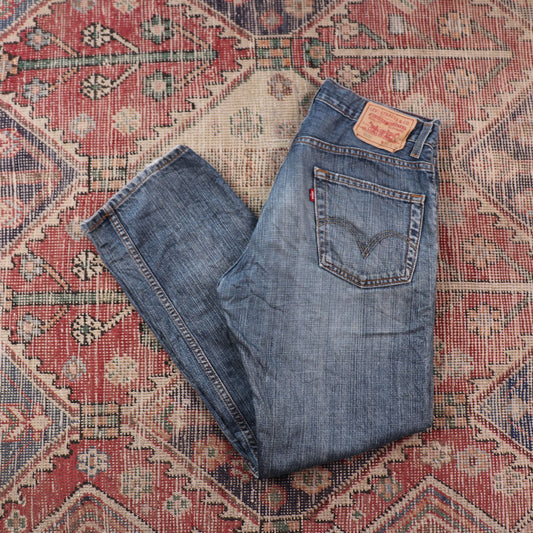 Levi's 505 W32 L29 Straight Leg Regular Fit Classic Ripped Style Blue Denim Jean