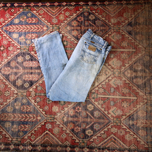 Wrangler W36 L32 Straight Leg Relaxed Fit Blue Denim Jeans