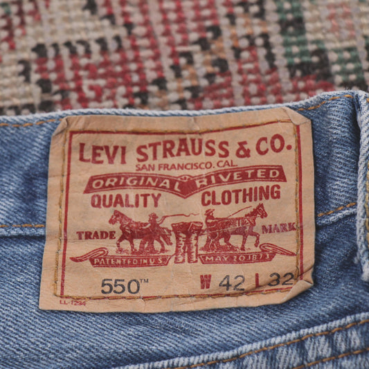 Levi's 550 Red Tab W40 L30 Tapered Leg Relaxed Fit Blue Denim Jeans