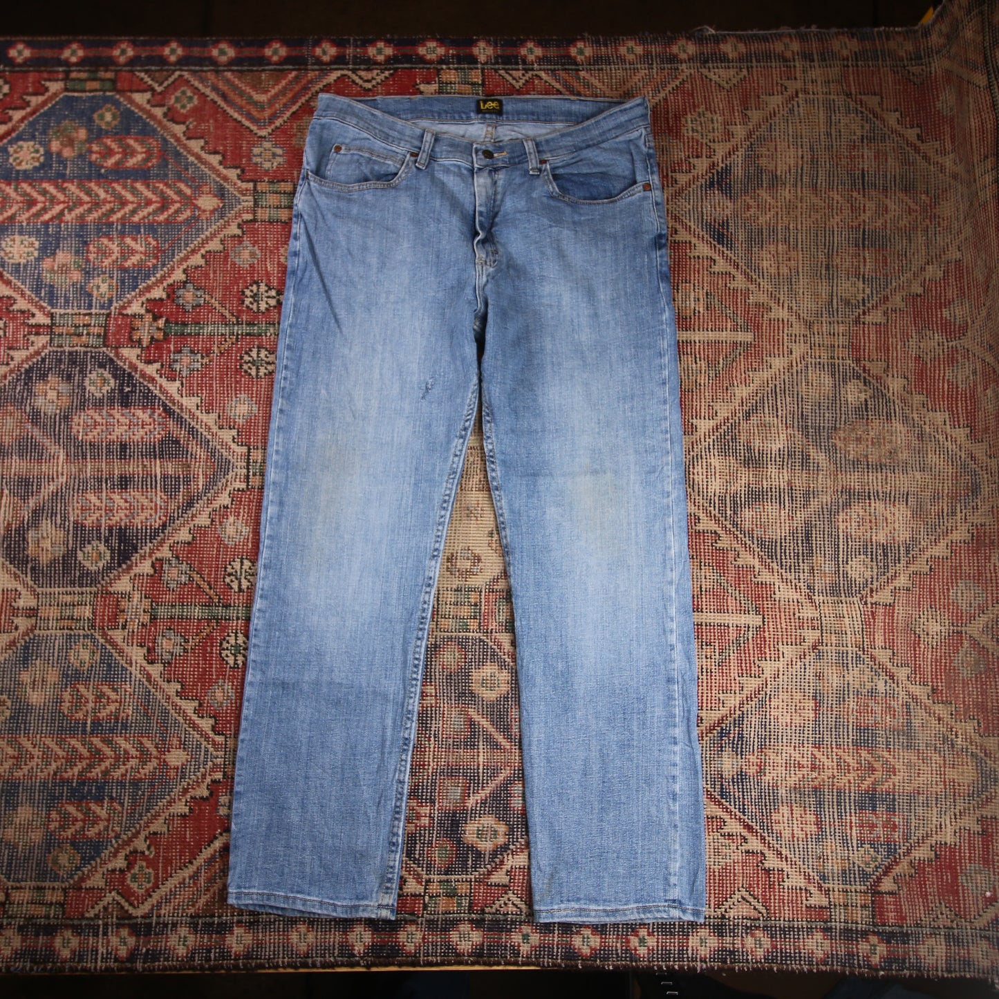 Lee W36 L30 Straight Leg Relaxed Fit Blue Denim Jeans
