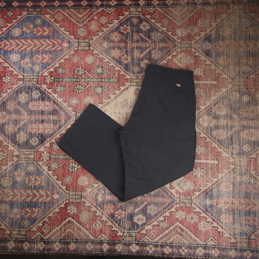 Dickies Double Knee W34 L29 Straight Leg Black Cotton Blend Trousers
