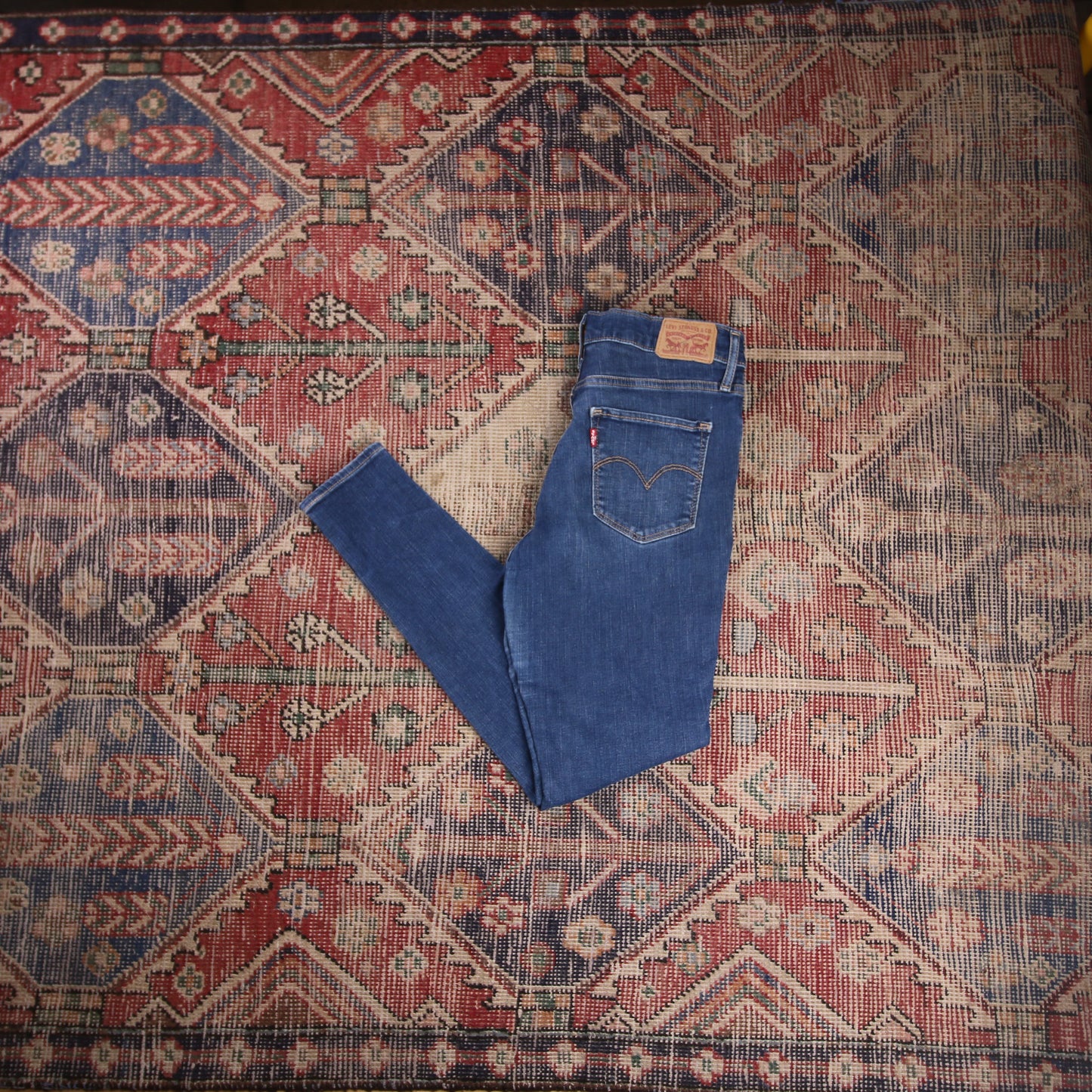 Levi's 720 W26 L26 Skinny Classic Ripped Style Blue Denim Jeans
