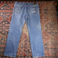 Lee W42 L32 Straight Leg Relaxed Fit Classic Ripped Style Blue Denim Jeans