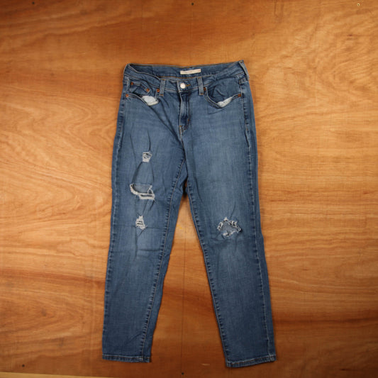 Levi's 723 Red Tab W28 L26 Boyfriend Classic Ripped Style Blue Denim Jeans
