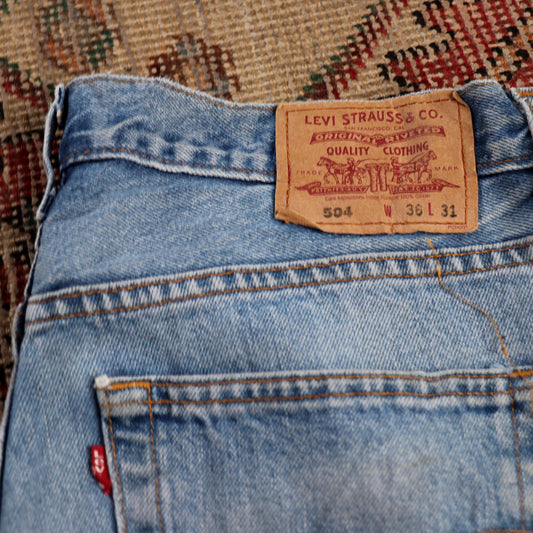 Levi's 504 W36 L27 Straight Leg Regular Fit Blue Denim Jeans