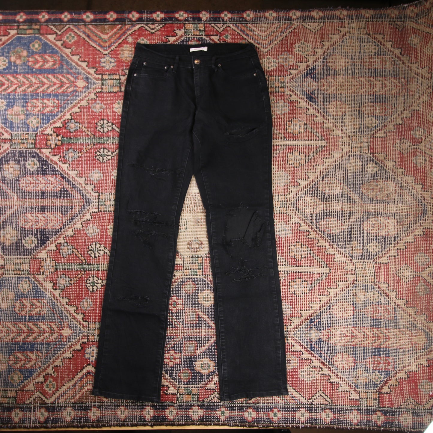 Levi's 505 W28 L31 Straight Leg Regular Fit Classic Ripped Style Black Denim Jea