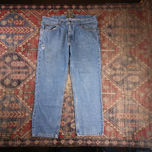 Lee W38 L28 Straight Leg Regular Fit Blue Denim Jeans