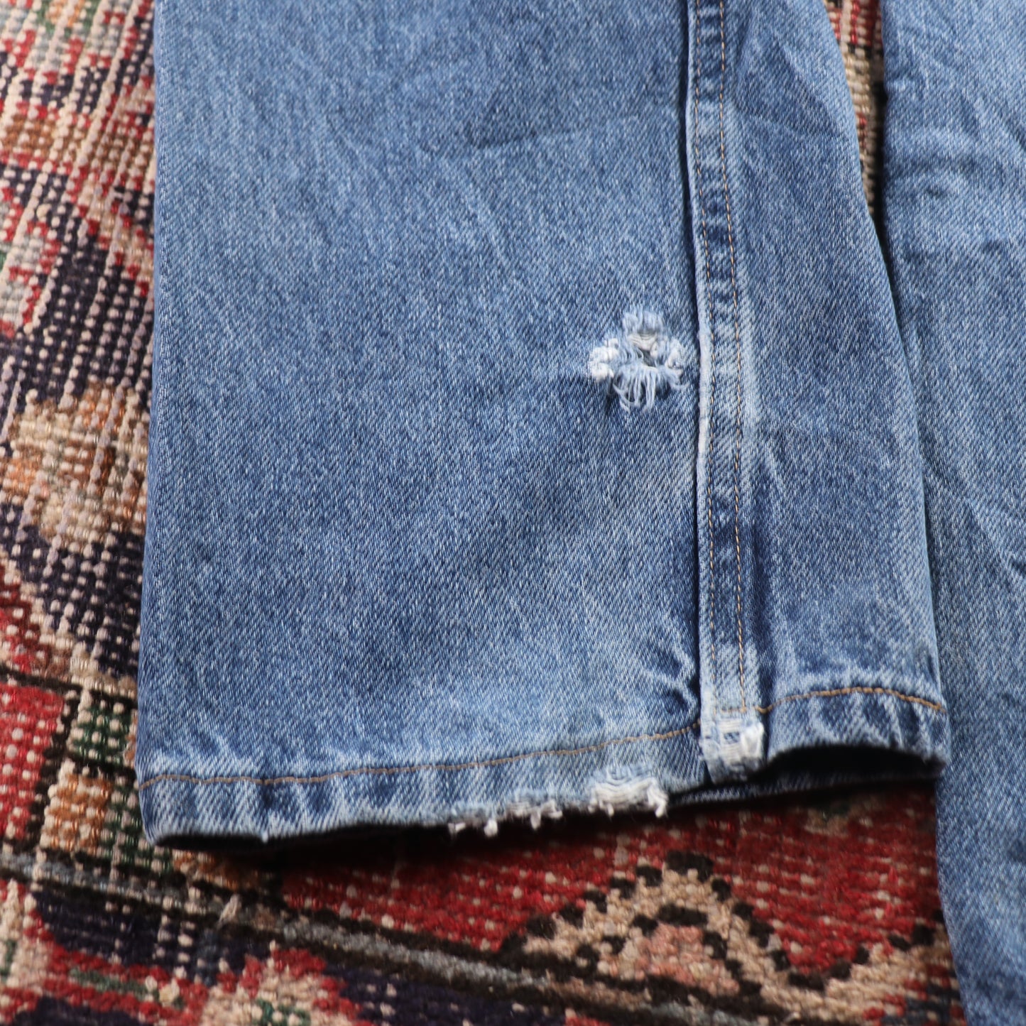 Wrangler Orange Tab W36 L33 Straight Leg Classic Ripped Style Blue Denim Jeans