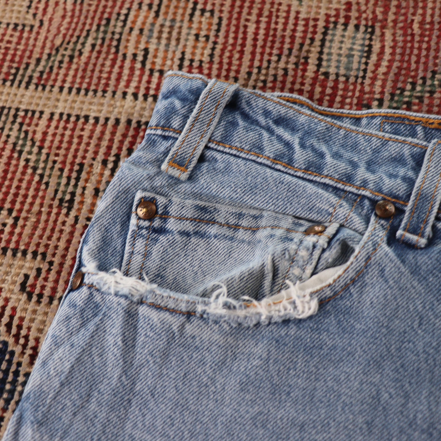 Levi's 505 Orange Tab W42 L33 Straight Leg Regular Fit Blue Denim Jeans