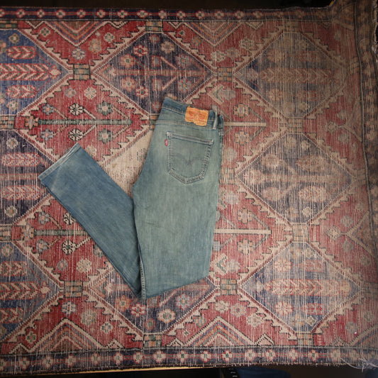Levi's 511 W32 L34 Slim Fit Classic Ripped Style Green Denim Jeans