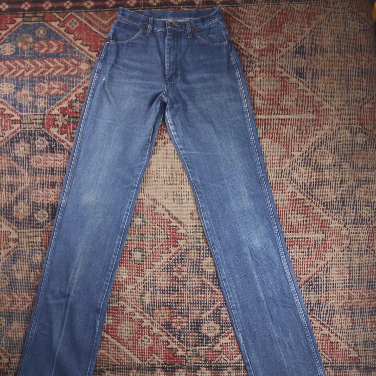 Wrangler W28 L35 Wide-Leg Blue Denim Jeans