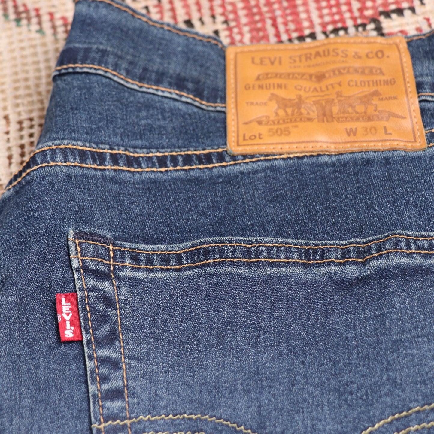 Levi's 505 W32 L20 Straight Leg Regular Fit Blue Denim Jeans
