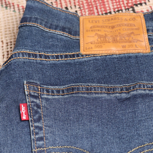 Levi's 505 W32 L20 Straight Leg Regular Fit Blue Denim Jeans