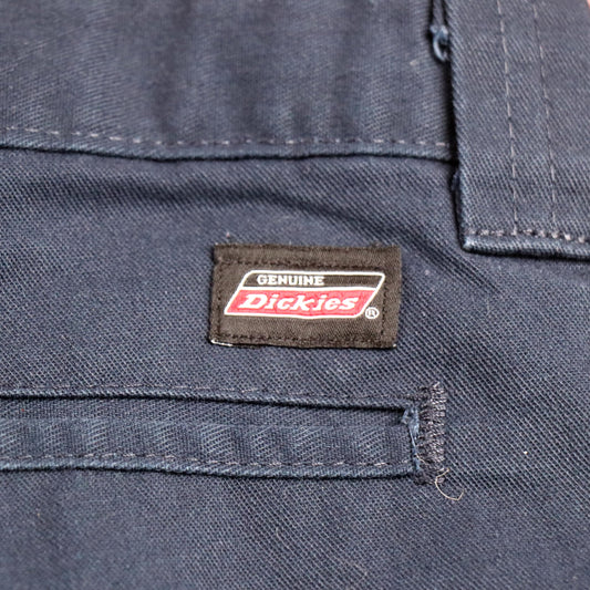 Dickies Double Knee W28 L28 Straight Leg Blue Cotton Blend Trousers